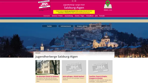 Website Screenshot: Jugendherberge Salzburg Aigen Stadt Salzburg, Österreich - Jugendherberge Stadt Salzburg Aigen Hostel - Date: 2023-06-22 12:13:02