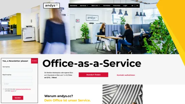 Website Screenshot: andys coworking company GmbH - Dein optimaler Arbeitsplatz im Coworking Center | andys.cc - Date: 2023-06-26 10:25:48