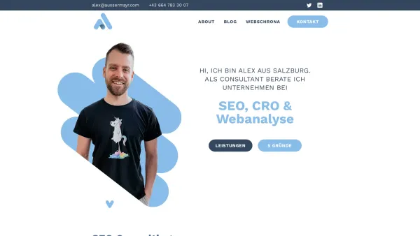 Website Screenshot: Alexander Außermayr | SEO, CRO & Web Analytics - Alexander Außermayr - SEO Consultant (≠ Agentur) in Salzburg ? - Date: 2023-06-26 10:25:48