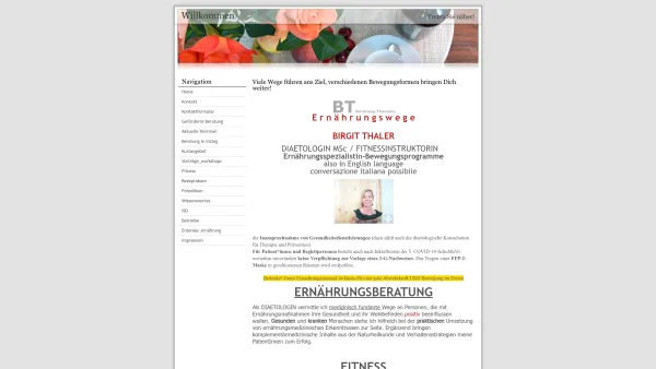 Website Screenshot: Birgit Thaler, Werd fit! Ernährungsberaterin, Diätologin und Fitnessinstruktorin. Beratung und Coaching in Tirol. - index - Date: 2023-06-22 12:13:02