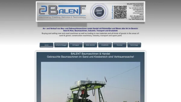 Website Screenshot: BALENT Baumaschinen - Home - Date: 2023-06-22 12:13:02