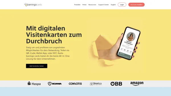 Website Screenshot: baningo GmbH - Deine digitale Visitenkarte am Smartphone | baningo cards - Date: 2023-06-14 10:37:32
