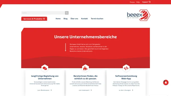 Website Screenshot: beeex GmbH - beeex - be a red bee » Unternehmensberatung | Webentwicklung | Handel - Date: 2023-06-26 10:25:50