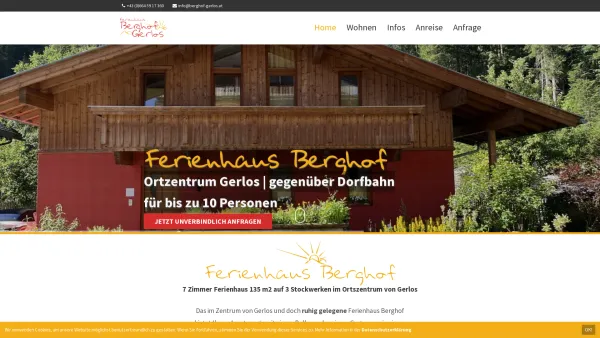 Website Screenshot: Ferienhaus Berghof - Ferienhaus Berghof Gerlos - Ferienhaus Berghof im Ortszentrum von Gerlos - Date: 2023-06-22 12:13:02