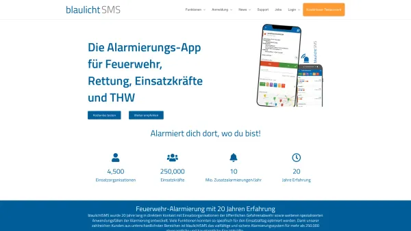 Website Screenshot: blaulichtSMS GmbH - blaulichtSMS - Die Zusatzalarmierung für Einsatzorganisationen - Date: 2023-06-15 16:02:34