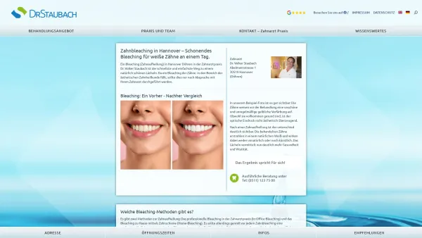 Website Screenshot: Zahnbleaching in Hannover  Schonendes Bleaching für weiße Zähne an einem Tag. - Zahnbleaching Hannover - Strahlend weiße Zähne - Date: 2023-06-26 10:25:50