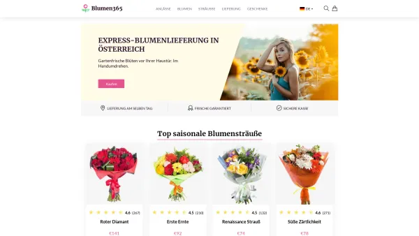Website Screenshot: Blumen365 - Blumenlieferservice zum Wunschtermin I Blumen365 - Date: 2023-06-14 10:37:18