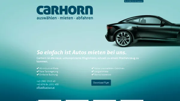 Website Screenshot: Carhorn - CARHORN - auswählen · mieten · abfahren - Date: 2023-06-15 16:02:34