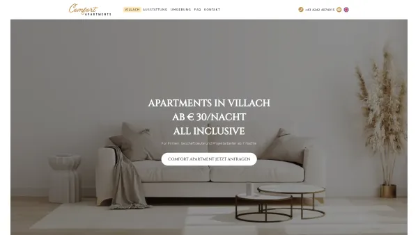 Website Screenshot: Apartments Villach Comfort Apartments Villach - Vollausgestattete Apartments Villach ? ab 30€ / Nacht ? All-Incl - Date: 2023-06-15 16:02:34