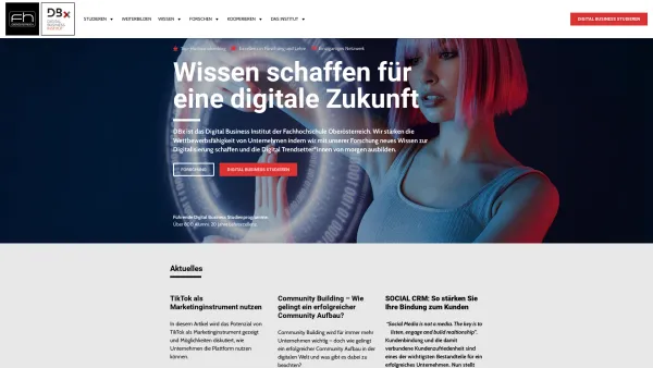 Website Screenshot: Digital Business Center DBC der Fachhochschule Oberösterreich, Campus Steyr - Home - DBx Digital Business Institut | Fachhochschule Oberösterreich, Campus Steyr - Date: 2023-06-26 10:25:51