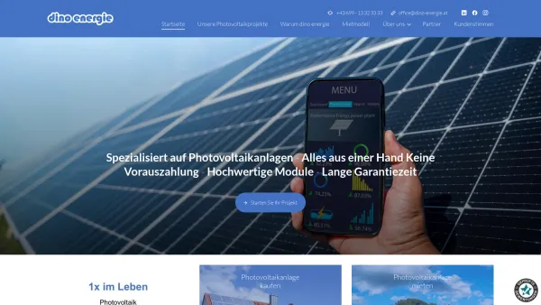 Website Screenshot: dino-energie gmbh - Photovoltaikanlagen-Service für Wien, Niederösterreich und Burgenland - Date: 2023-06-15 16:02:34