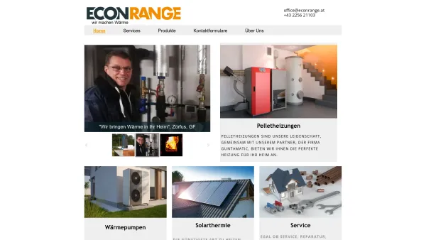 Website Screenshot: Econrange Pelletskessel / Solaranlage - ECONRANGE - Ihr Partner beim Wohnraumklima - Date: 2023-06-22 15:00:01