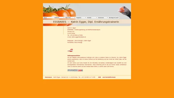 Website Screenshot: ESSBARES Ernährungstraining und Stoffwechselanalyse (Metabolic Typing) - Katrin Egger, Dipl. Ernährungstrainerin, Metabolic Typing, Vomp, Tirol - Date: 2023-06-22 12:13:03