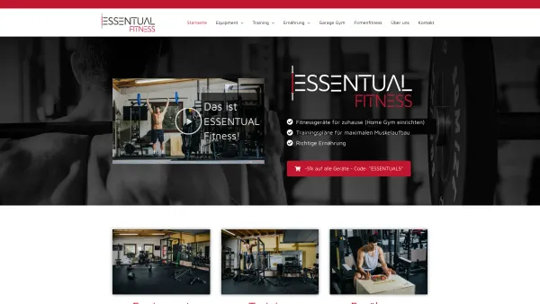 Website Screenshot: Essentual Fitness - ESSENTUAL Fitness -Fitnessgeräte, Krafttraining & Ernährung - Date: 2023-06-26 10:25:53