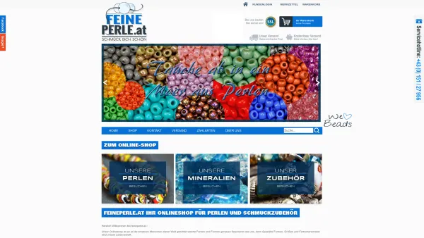 Website Screenshot: feineperle.at - Feineperle.at Perlen und Glasperlen online kaufen - Feineperle.at Glasperlen und Schmuckzubehör kaufen - Date: 2023-06-26 10:25:53
