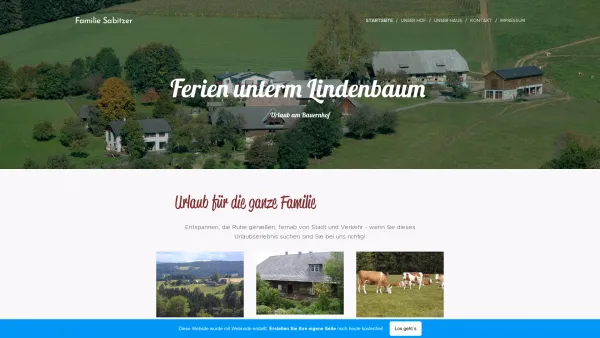 Website Screenshot: Karl und Ingeborg Sabitzer Idylle unterm Lindenbaum, Ferienbauernhof in den Gurktaler Alpen - Ferien-unterm-lindenbaum - Date: 2023-06-26 10:25:53