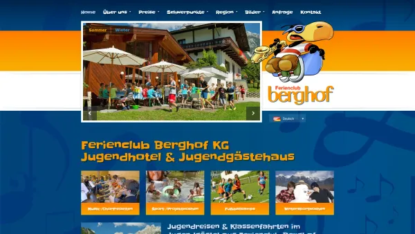 Website Screenshot: Jugendhotel Ferienclub Berghof - Ferienclub Berghof - Das Jugendhotel & Jugendgästehaus in Werfenweng - Date: 2023-06-22 12:13:03