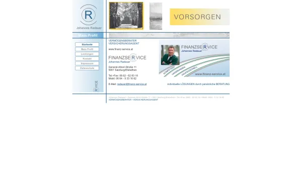 Website Screenshot: Finanzservice Johannes Radauer - Vermögensberater | Versicherungsagent | Finanzservice Johannes Radauer | Salzburg/Elsbethen | Salzburg - Date: 2023-06-22 12:13:03