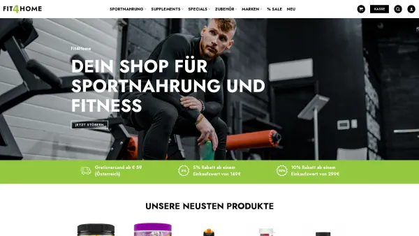 Website Screenshot: Fit 4 Home - Shop für Sportnahrung und Fitness | Fit4home - Date: 2023-06-15 16:02:34