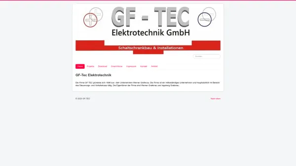 Website Screenshot: GF-TEC Elektrotechnik - Home - Date: 2023-06-22 15:02:28