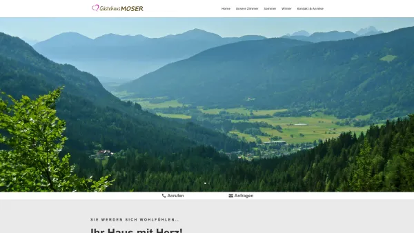 Website Screenshot: Diepage des Gästehaus Moser Fam. Hubmann. Ihr Urlaubsziel im Gitschtal - Gästehaus Moser | Zimmer, Gitschtal, Nassfeld, Weissensee, Kärnten - Date: 2023-06-22 15:02:28
