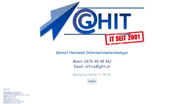 Website Screenshot: GHIT - GHIT, Gernot Havranek Informationstechnologie - Date: 2023-06-14 10:38:29