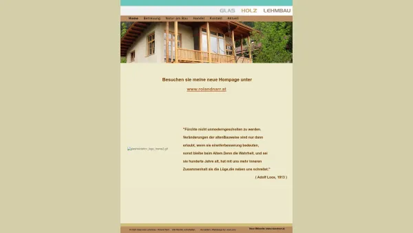 Website Screenshot: Glas Holz Lehmbau - Glas Holz Lehmbau - Roland Narr :: Home - Date: 2023-06-14 10:38:29