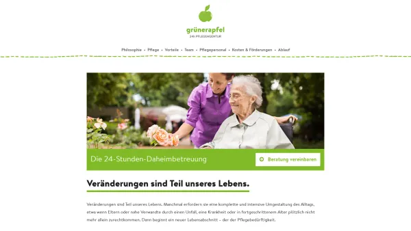 Website Screenshot: grünerapfel 24h PFLEGEAGENTUR - Ihre 24h Pflegeagentur im Bezirk Mödling - grünerapfel 24h Pflegeagentur - Date: 2023-06-15 16:02:34