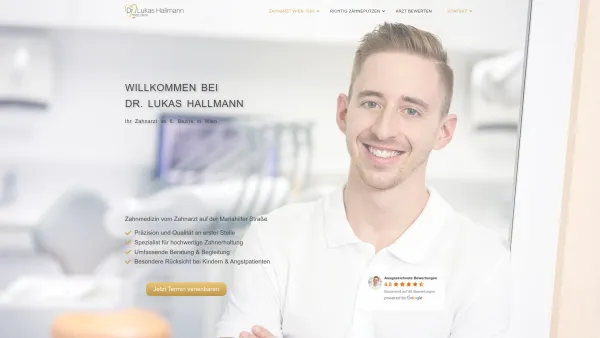 Website Screenshot: Dr. Lukas Hallmann - Zahnarzt Wien 1060 – Dr. Lukas Hallmann - Date: 2023-06-26 10:25:53