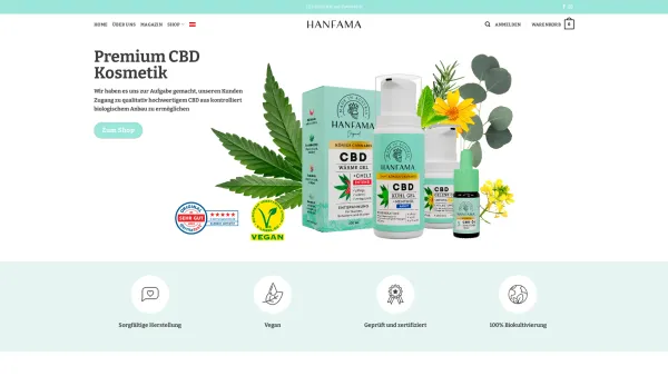 Website Screenshot: HANFAMA Vertriebs GmbH - CBD Produkte von Hanfama | Beste Qualität aus Österreich - Date: 2023-06-26 10:25:53
