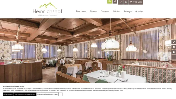 Website Screenshot: Heinrichshof - Hotel Heinrichshof - Mühlbach am Hochkönig - Date: 2023-06-22 15:02:28