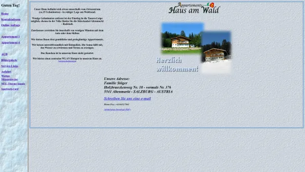Website Screenshot: Appartements Haus am Wald Altenmarkt Sportwelt Amade - ALTENMARKT, APPARTEMENTS HAUS AM WALD am Ortsrand von Altenmarkt, Salzburger Sportwelt Amade - Date: 2023-06-22 15:02:28