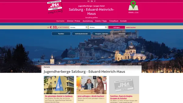 Website Screenshot: Jugendherberge Salzburg Eduard Heinrich Haus Stadt Österreich - Jugendherberge Stadt Salzburg Eduard-Heinrich-Haus Hostel - Date: 2023-06-22 15:02:28