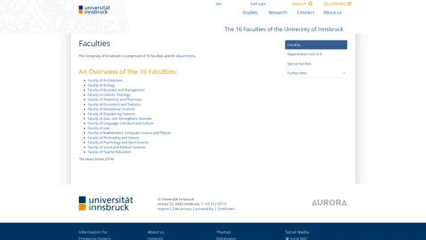 Website Screenshot: INSTITUT FUER KLASSISCHE UND PROVINZIALROEMISCHE ARCHAEOLOGIE Universitaet Innsbruck - The 16 Faculties of the University of Innsbruck - Date: 2023-06-22 12:13:03