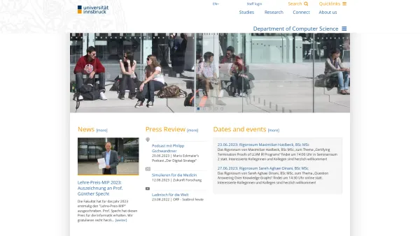Website Screenshot: Institute of Computer Science University of Innsbruck - Department of Computer Science – University of Innsbruck - Date: 2023-06-22 12:13:03