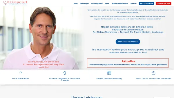Website Screenshot: Mag.Dr.Christian Ritelli Facharzt für Innere Medizin - Ihr Internist in Volders | Mag. Dr. Christian Ritelli - Date: 2023-06-26 10:25:56