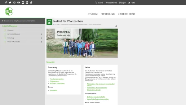 Website Screenshot: Institut f Pflanzenbau und IPP - Institut für Pflanzenbau::Department für Nutzpflanzenwissenschaften (DNW)::BOKU - Date: 2023-06-22 12:13:03