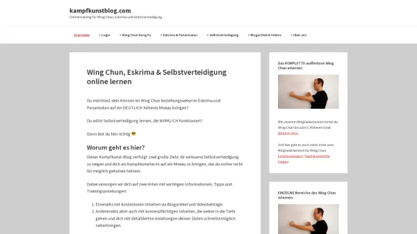 Website Screenshot: SeKa Grünstäudl KG - Kampfkunstblog.com – die Seite für Besserkönner — Onlinetraining für Wing Chun, Eskrima und Selbstverteidigung - Date: 2023-06-22 12:13:03