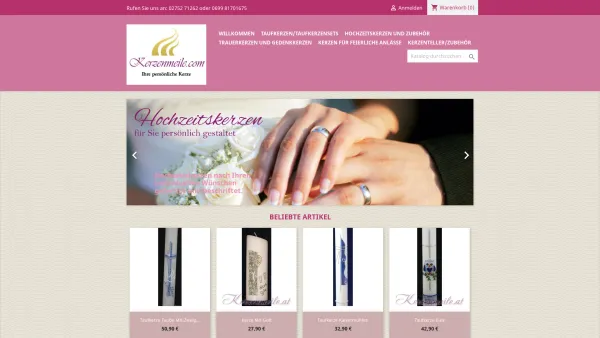 Website Screenshot: Kerzenmeile Margot Hulek - Riesige Auswahl-Exklusive Taufkerzen und Hochzeitskerzen, Trauerkerzen - Date: 2023-06-26 10:25:56