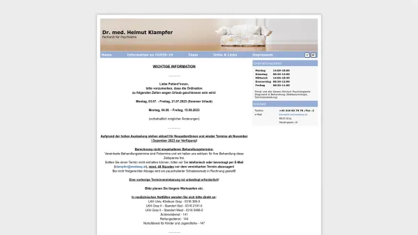Website Screenshot: klampfer.info - Dr. med. Helmut Klampfer - Date: 2023-06-22 12:13:03