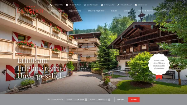 Website Screenshot: Landhof Ellmau - Ferienwohnung ELLMAU, 4* Appartement-Hotel LANDHOF am Wilden Kaiser - Date: 2023-06-22 12:13:04