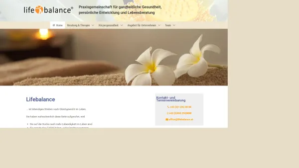 Website Screenshot: LIFEBALANCE-Zentrum für ganzheitliche Gesundheit - Lifebalance - Praxisgemeinschaft für ganzheitliche Gesundheit, persönliche Entwicklung und Lebensberatung, Wien - Date: 2023-06-22 12:13:04