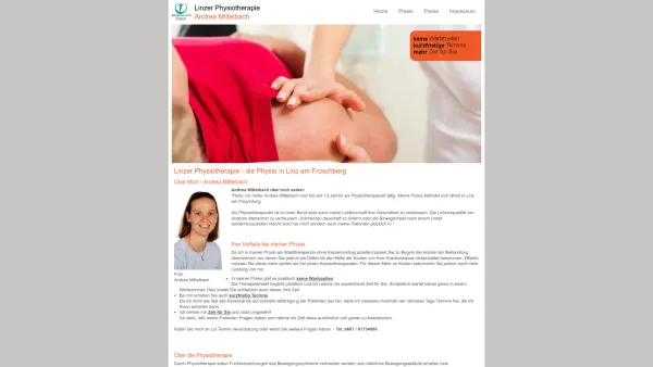 Website Screenshot: Linzer Physiotherapie Andrea Mittelbach - Linzer Physiotherapie - Physio Linz am Froschberg A. Mittelbach - Date: 2023-06-14 10:46:54