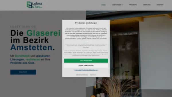 Website Screenshot: Lobea Glas - Lobea Glas - deine Glaserei im Bezirk Amstetten. - Date: 2023-06-26 10:25:56