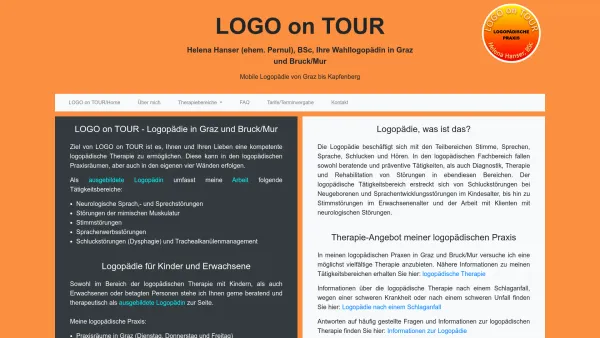 Website Screenshot: LOGO on TOUR - Logopädie Graz, Helena Hanser (ehem. Pernul), BSc, LOGO on TOUR - Date: 2023-06-26 10:25:56