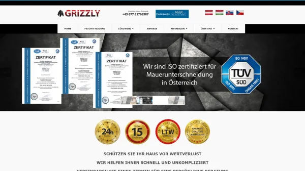 Website Screenshot: GRIZZLY Mauertrockenlegung - Mauertrockenlegung GRIZZLY - Horizontalsperre - Date: 2023-06-14 10:46:54