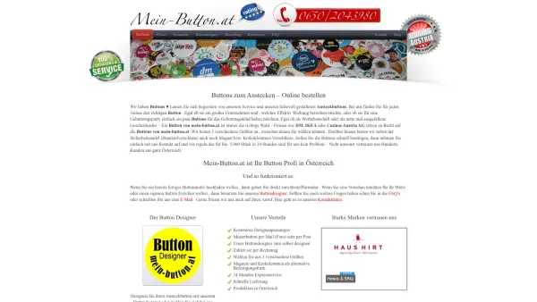 Website Screenshot: Mein-Button.at - Buttons zum Anstecken – Online bestellen - Date: 2023-06-15 16:02:34