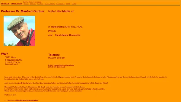 Website Screenshot: Nachhilfe Mathematik, PH, CH, DG für AHS+HAK+HTL+UNI - welcome - Date: 2023-06-22 12:13:05