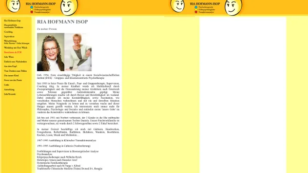Website Screenshot: Ria Hofmann-Isop Psychotherapie Psychoterapeut Tiefenpsychologische Transaktionsanalyse Gruppentherapie, - rias homepage - Date: 2023-06-22 12:13:05