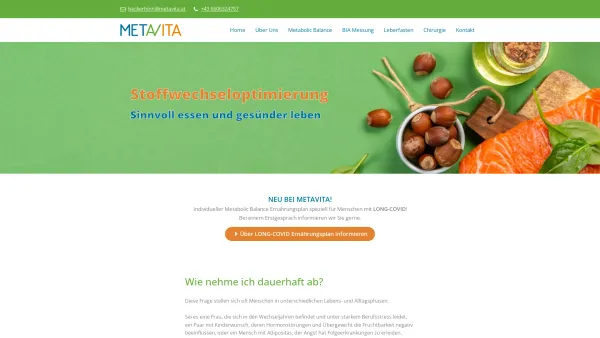 Website Screenshot: METAVITA - Stoffwechseloptimierung für mehr Lebensqualität | METAVITA - Date: 2023-06-26 10:25:56